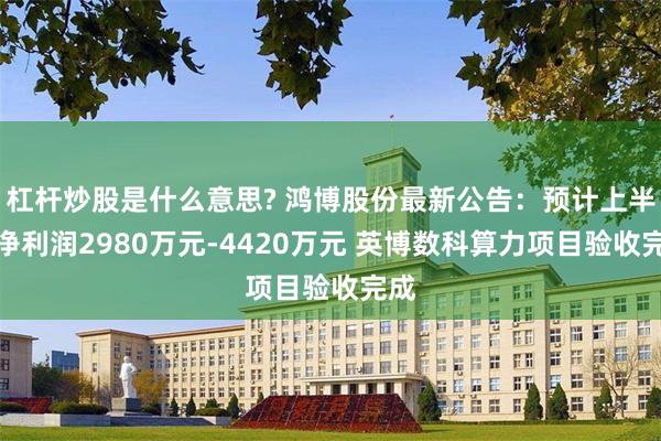 杠杆炒股是什么意思? 鸿博股份最新公告：预计上半年净利润2980万元-4420万元 英博数科算力项目验收完成