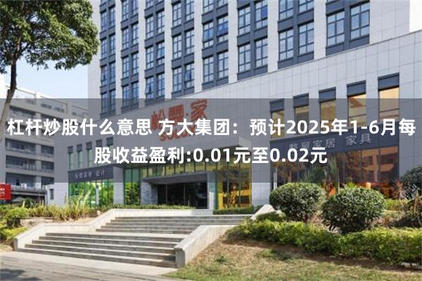 杠杆炒股什么意思 方大集团：预计2025年1-6月每股收益盈利:0.01元至0.02元