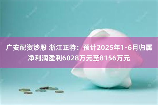 广安配资炒股 浙江正特：预计2025年1-6月归属净利润盈利6028万元至8156万元