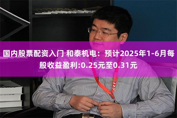 国内股票配资入门 和泰机电：预计2025年1-6月每股收益盈利:0.25元至0.31元