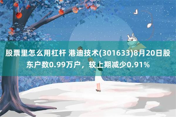股票里怎么用杠杆 港迪技术(301633)8月20日股东户数0.99万户,较上期减少0.91%