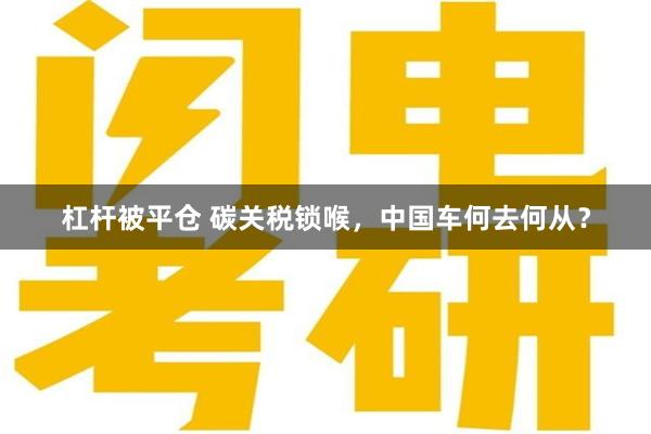 杠杆被平仓 碳关税锁喉，中国车何去何从？