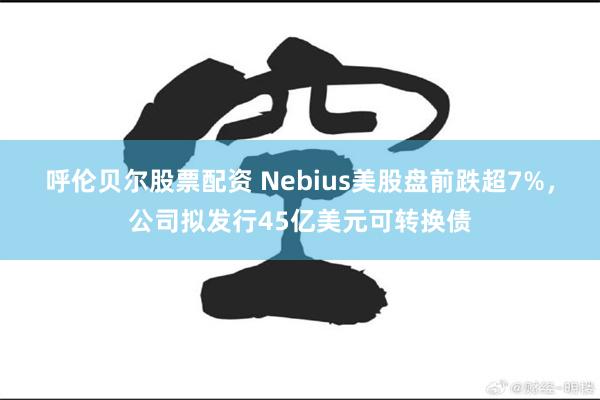 呼伦贝尔股票配资 Nebius美股盘前跌超7%，公司拟发行45亿美元可转换债