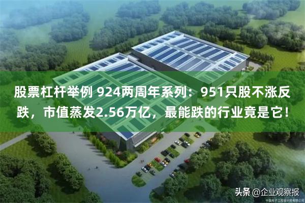 股票杠杆举例 924两周年系列：951只股不涨反跌，市值蒸发2.56万亿，最能跌的行业竟是它！