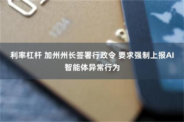 利率杠杆 加州州长签署行政令 要求强制上报AI智能体异常行为